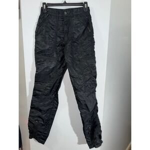 Bugle Boy Co USA black countdown parachute pants zipper ankles waist 25-26